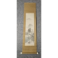 Japanese Winter Landscape Hanging Scroll Kakejiku Hand Painted Silk picture