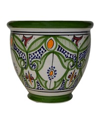 Flower Pot Moroccan Spanish Garden Drain Hole Ceramic Terracotta Planter Plant picture