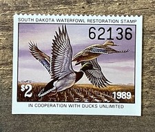 WTDstamps - 1989 SOUTH DAKOTA - State Duck Stamps - Mint OG NH picture