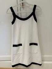 BNWT Chanel Coco Beach 23 White tank mini Terry Dress Black Trim 34  picture