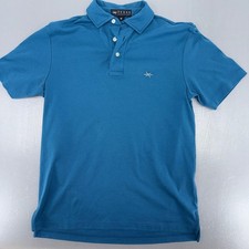 Texas Standard Mens Blue Slub Knit Barbed Wire Logo Short Sleeve Polo Shirt M picture