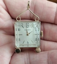 RARE Antique BELFORTE 7 Jewels Lucite Cube Watch Pendant Pin Ticking  picture