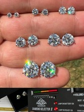 Real Moissanite Screwback Stud 3 Prong Martini Earrings 925 Silver HipHop 3-10mm picture