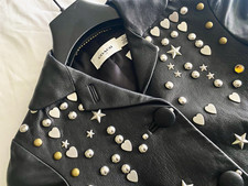 COACH 1941 Black Leather Beatnik Rivet Coat Jacket Embellished NWT Size 00 86946 picture
