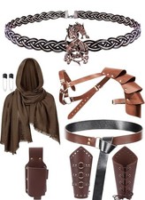 Men Renaissance Costume Set 6 Pcs Medieval Viking Cosplay Armor Copper picture