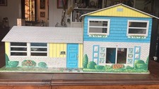 Rare VTG T Cohn Superior No 750 Split Level Dollhouse + Furniture + Original Box picture