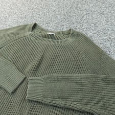 LL Bean Sweater Womens M Green Heavy Chunky Knit Pullover Crewneck Outdoor Hike picture