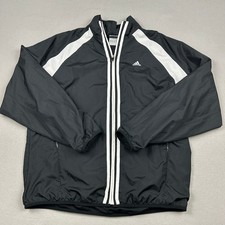 Vintage Adidas Jacket Men Large Black Climaproof Full Zip Track Windbreaker L picture