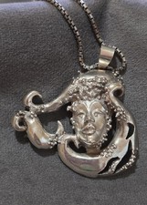 Sterling Silver 925 Sea Witch Goddess Cecaelia Octopus Tentacle Hair Pendant picture