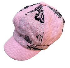 Vintage UBI Hats Floral Newsboy Hat Women's One Size Pink Cap Woven picture