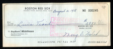 1978 Boston Red Sox Check, Signed By Luis Tiant picture