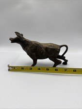 Heavy Vintage Ornate Bronze Ox Figurine - Feng Shui Chinese Zodiac Art picture