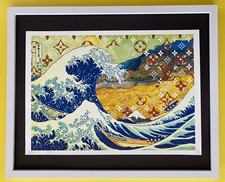 🔥Death NYC Large Framed 16x20in Pop Art COA Hokusai Under the Wave Japan picture