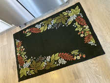 Vintage Hand Hooked Wool Rug leaves, and blueberries picture
