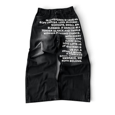 Y2K Black Washed Baggy Jeans Women L Wide Leg Letter Print Streetwear Denim Pant picture