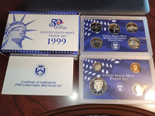 1999 S United States Mint Proof Set including the 5 State Quarters in Box w/COA picture