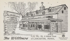THE WILLOWS MOTEL & LODGE RESTAURANT POSTCARD LANCASTER PA PENNSYLVANIA 1950s picture