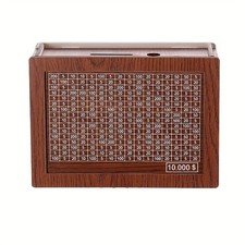$10000 Money Saving Challenge Box Cash Vault Wooden Savings Box Cash Saver w/pen picture