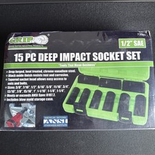 15PC Deep Impact Socket Set GRIP Brand New 1/2” SAE picture