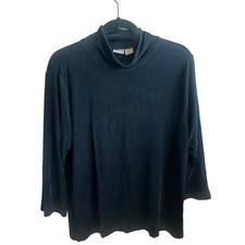 Chicos Travelers Blue Mock Neck 3/4 Sleeve Top Size 2 Large 12-14 picture