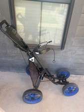 Caddytek Caddycruiser One V8 4-Wheel Golf Push Cart - Blue Black picture
