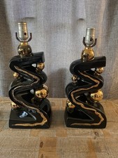 Vintage MCM Black&Gold Kron Zig-Zag Lamp 50’s Atomic- **WORKS** See pics picture