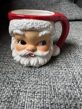 Vintage Lefton 2542 Ceramic Santa Face Head Mug Cup Christmas Japan picture