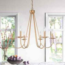 Uolfin Modern Gold Dining Room Chandelier Light with Candlestick Bulbs picture