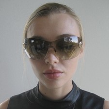 Gucci Y2K Brown Shield Sunglasses Gold Heart Logo picture