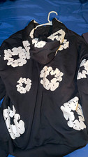DENIM TEARS Men’s Black/White Graphic Print Pullover Hoodie, Size M picture