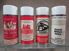 4 Vtg Floquil Spray Paint Can Lot Model Railroad & Military All Different Labels picture