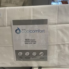 AQ Textiles 800 Cotton/ Polyester cool Comfort sateen 6 pc king Sheet Set white picture