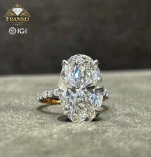 IGI 5.20Ct Oval-Cut EF/VS1 Lab Grown Diamond Wedding Ring Real 14k Two Tone Gold picture