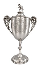 Antique 1884 British Sterling Silver Rifle Shooting Trophy Cup Rifleman Finial.  picture