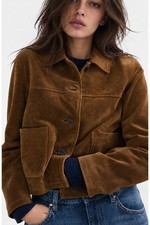 Mango Real Suede Leather Laura Crop Jacket M picture