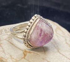 PINK RAINBOW MOONSTONE NATURAL 925 STERLING SILVER BEAUTIFUL RING SIZE 7 #130 picture