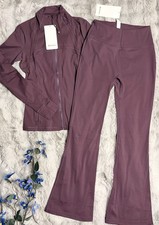 lululemon athletica Women's Plum Flare Leggings & Zip Jacket Set Size 10 (L) picture