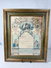 Antique 1863 German Geburts und Tauf Schein Framed Baptism Certificate picture