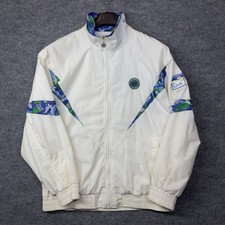 VTG WIMBLEDON Windbreaker Tracksuit Large Green White Nylon Jacket picture
