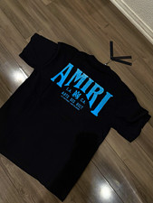 AMIRI Black/Blue Logo Graphic Print Crew Neck Short Sleeve T-Shirt Men's L picture