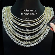2-6.5mm VVS1 MOISSANITE Tennis Chain Necklace S925 Sterling Silver - Men Women picture