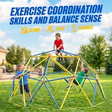 10FT Climbing Dome, Steel In/Outdoor Jungle Gym, Lt Blue/Yellow, No Accessories picture