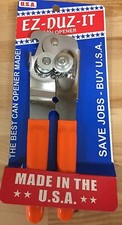 EZ DUZ IT Made in the USA Manual CAN OPENER w/ ORANGE Grips AMERICAN Made picture
