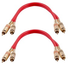 2 Pack of 1 Foot 2-RCA Male to 2-RCA Male Audio Patch Cables - Various Colors picture