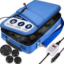 SereneLife 12 Hot Stone Massage Kit - Portable Heated Rock Therapy System (Blue) picture