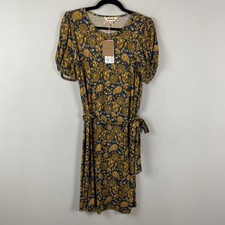 Boden Knot Detail Jersey Mini Dress in Harvest Gold Paisley Floral Womens Size 8 picture