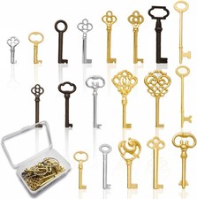 Universal Skeleton Keys Replacement, 19Pcs Hollow Barrel Gold/Bronze  picture