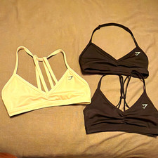 Gymshark Women’s Sports Bra Lot 3 Size S Black/White Wireless Racerback picture