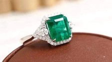 6.80 Ct Natural Emerald Diamond Engagement Ring 925 Sterling Silver picture