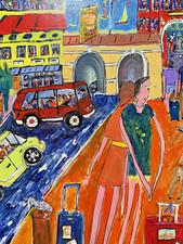 Barcelona Original Painting Richard seidel Humorous Art Travel tours Europe picture